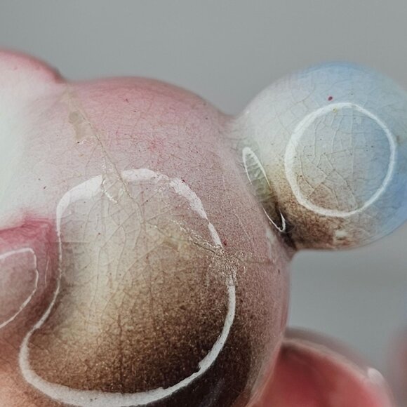 Vintage Pink Bunny Rabbit Salt Pepper Shaker Set Figurines Ceramic Japan *Repair - Picture 12 of 12